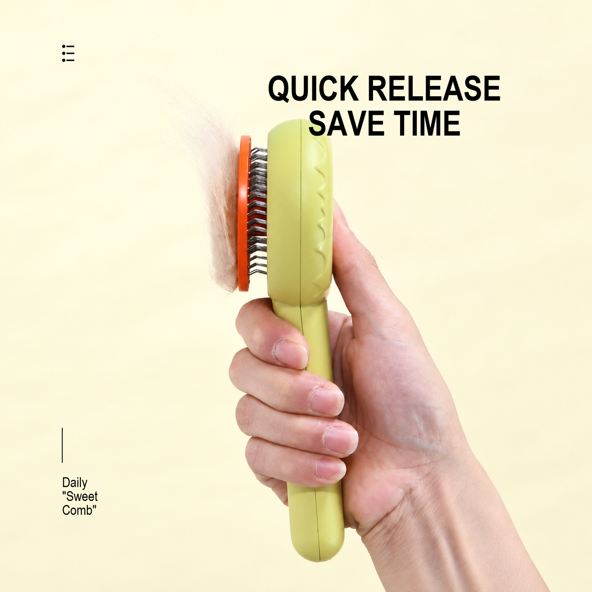 AIWO Doughnut Pin Brush quick-release fur removal feature