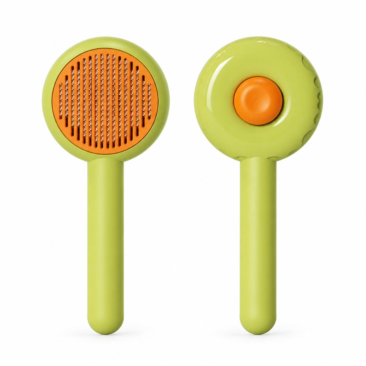 AIWO Doughnut Pin Brush green color, front and back views on white background