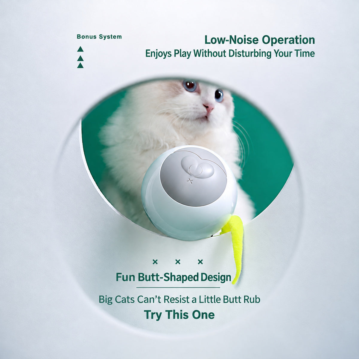 Aiwo rolling cat ball toy with low-noise operation and cat-friendly design