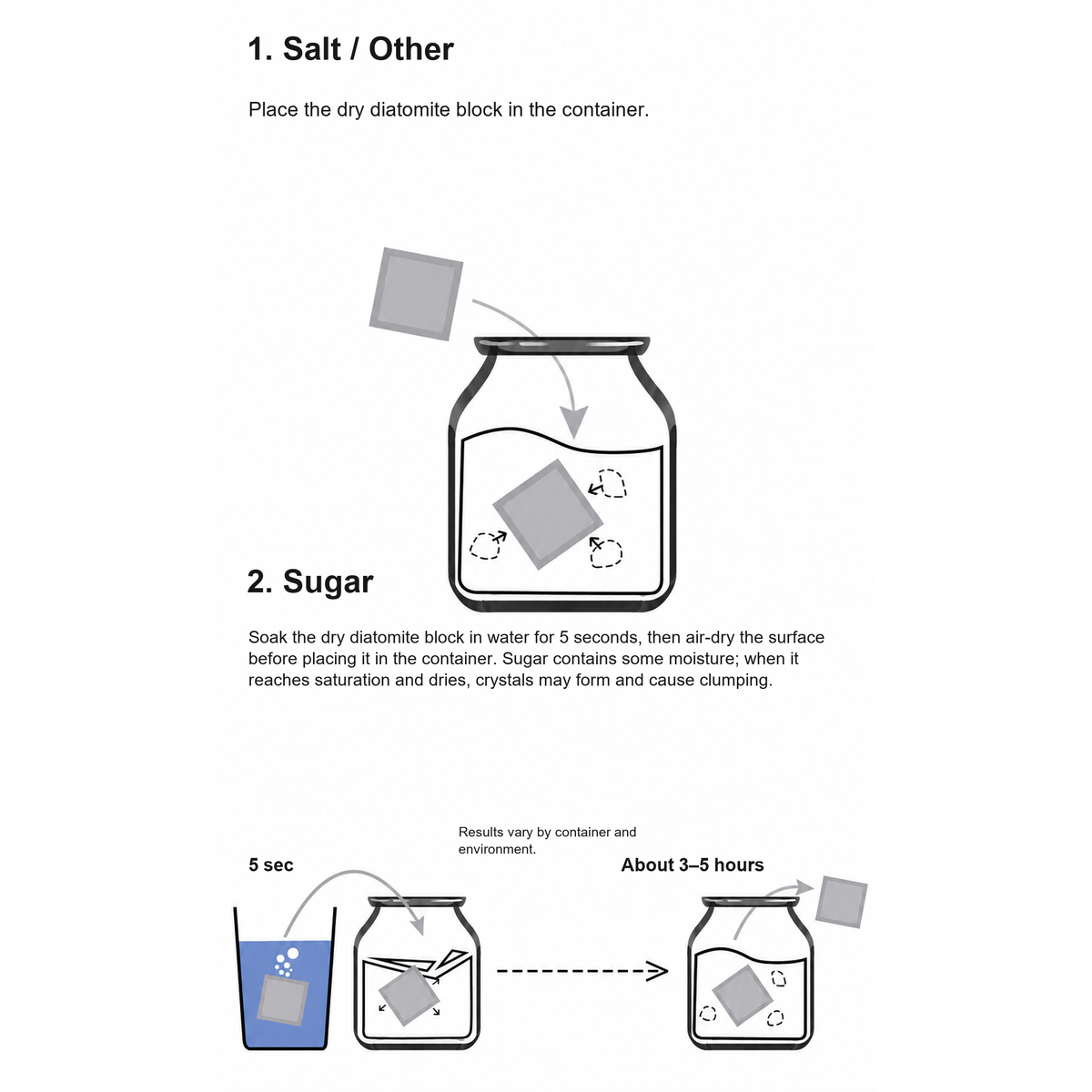 How to use diatomite cat paw drying blocks for salt and sugar storage [English Revision]