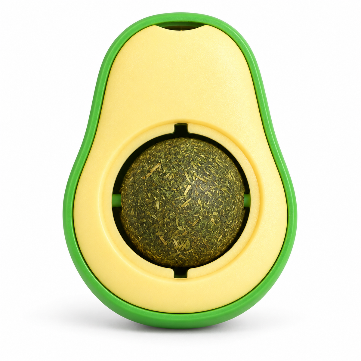 Avocado catnip ball toy single SKU with green catnip ball on white background