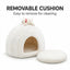 Removable cushion for a white polar bear igloo cat bed
