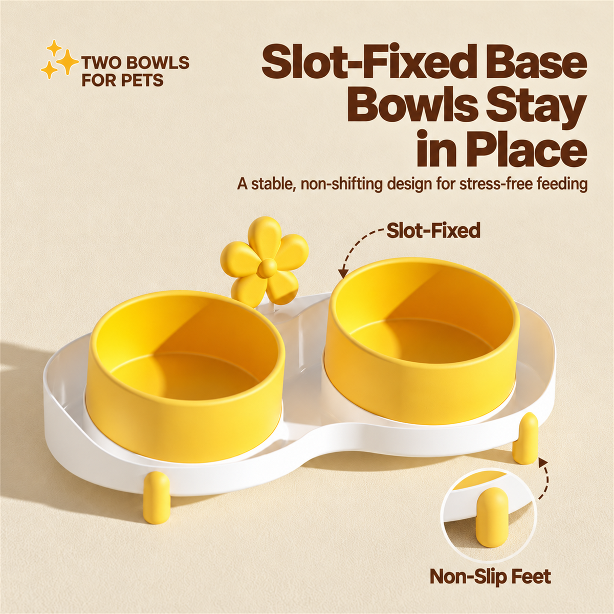 Anti-Spill Pet Bowls, Dual-Use Set