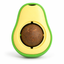 Avocado catnip ball toy single SKU with brown gallnut ball on white background