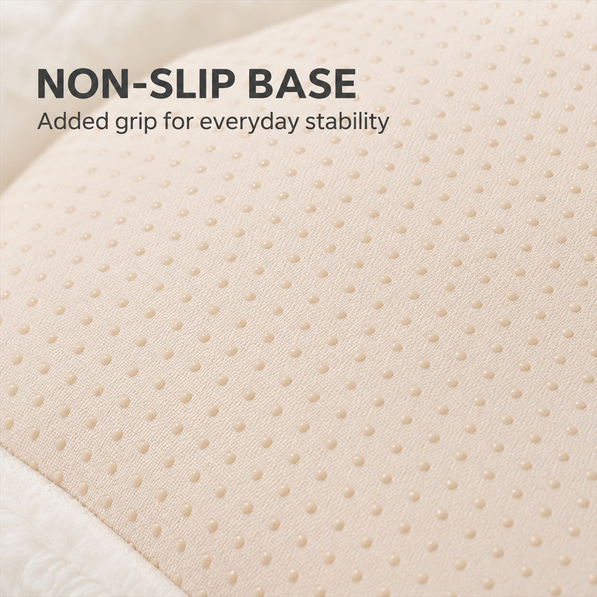 Non-slip base texture for a white polar bear igloo cat bed