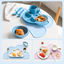 Revised lifestyle collage showing a cloud silicone pet bowl mat at mealtime