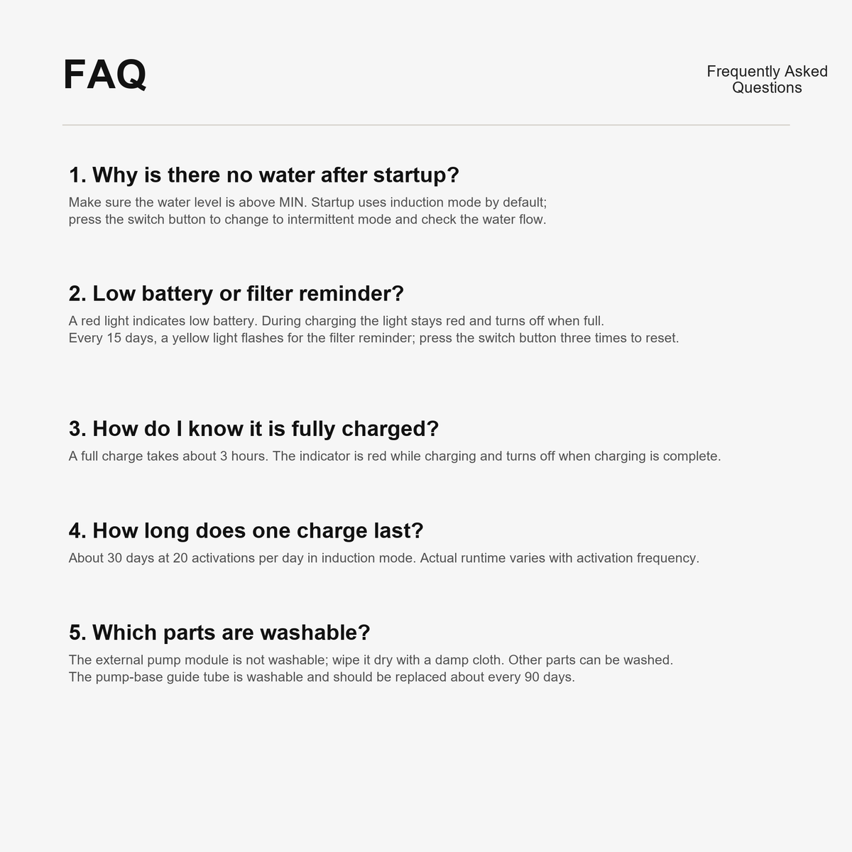 AIWO wireless pet water fountain | frequently asked questions | Revision 4 original vertical layout
