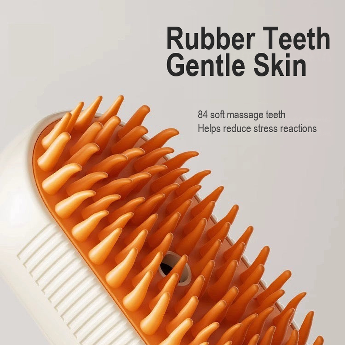 Steam Silicone Cat Grooming Brush soft rubber teeth detail