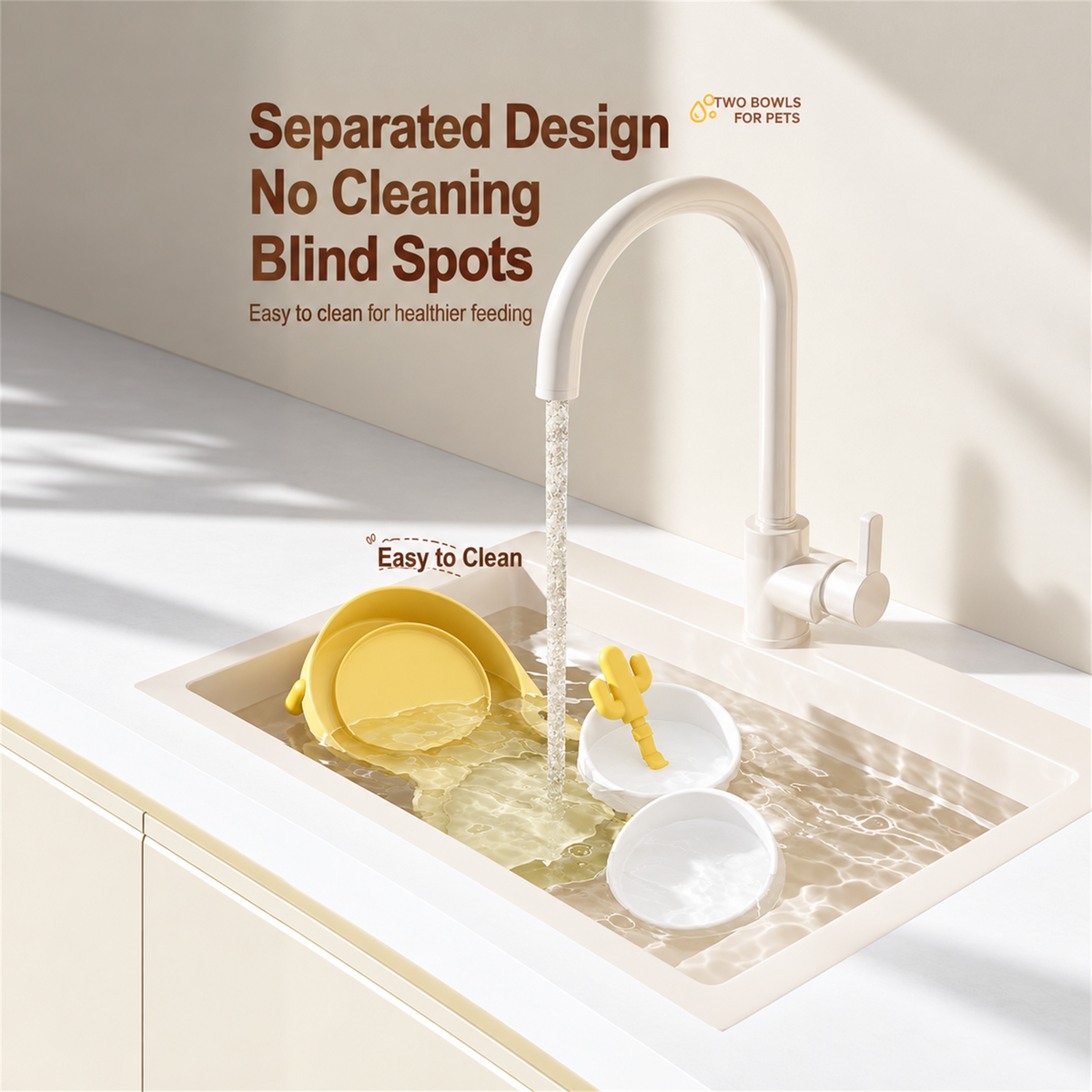 Anti-Spill Pet Bowls, Dual-Use Set