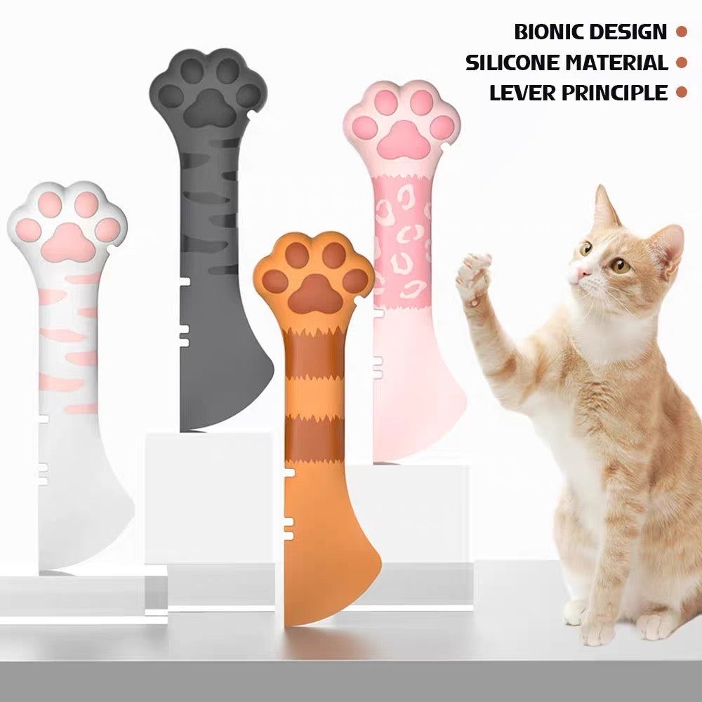 Paw-shaped pet food can opener colour options with bionic design and lever principle features