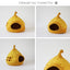Original four-view sunset yellow felt cat cave reference