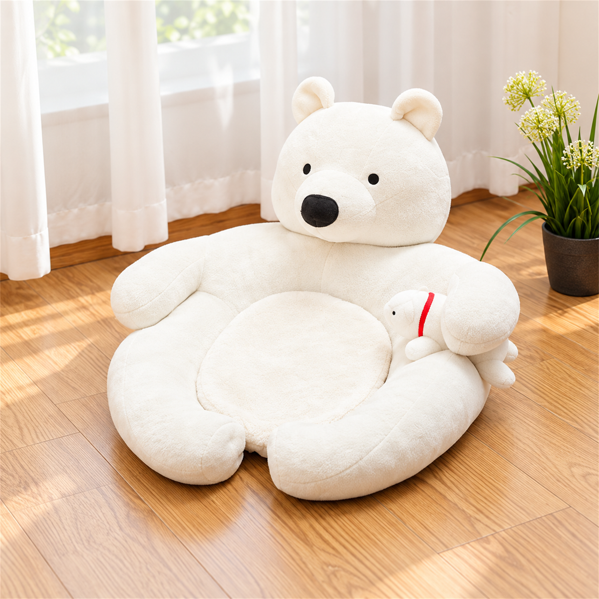 White polar bear pet sofa lifestyle view without collage