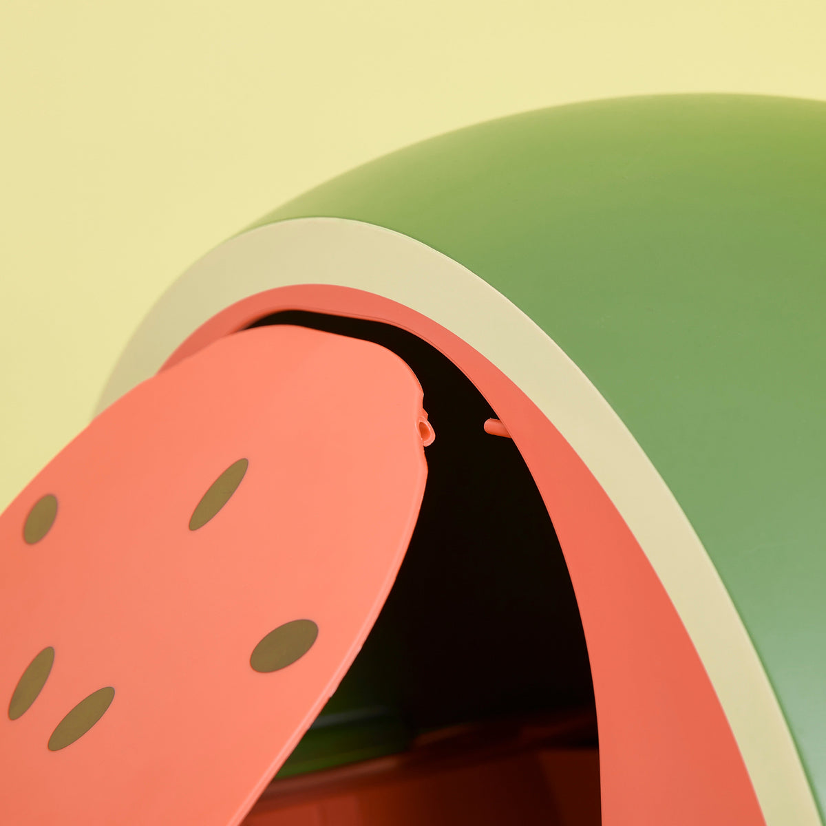 VETRESKA Fruity Kitty Kove Litter Box - Watermelon design drawer handle detail [Gallery: Watermelon]