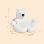 White polar bear pet sofa dimensions: 55 cm wide, 60 cm deep and 33 cm high