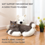 White polar bear pet sofa lifestyle showing soft flannel and PP-cotton comfort