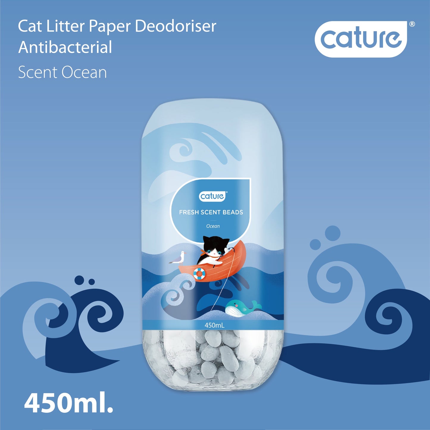 CATURE - Cat Deodoriser - Anti-Bacteria Scented Beads - Ocean 450ml