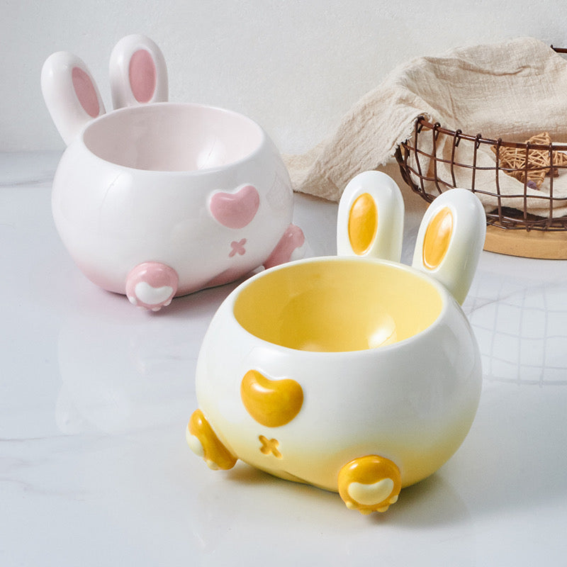 Curvy Bunny Butt Ceramic Pet Bowl with Long Ears