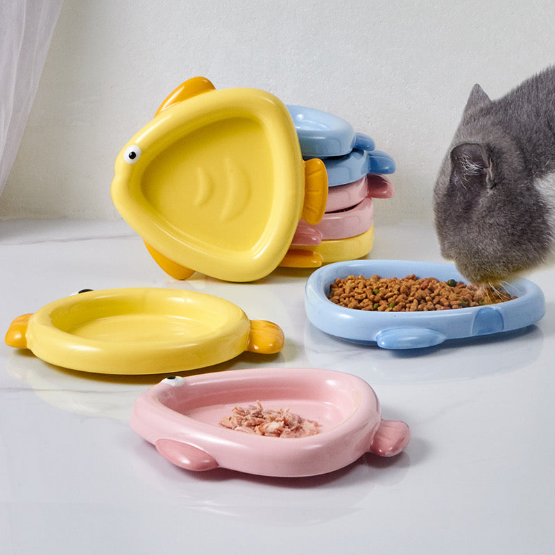 Colorful Ceramic Fish-Shaped Pet Plates