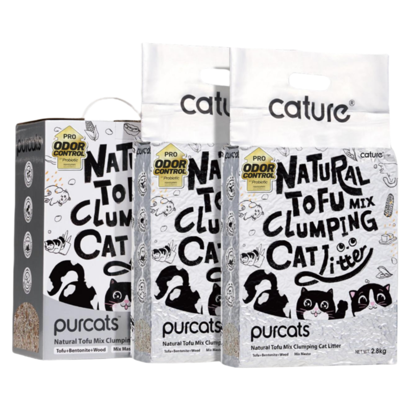 CATURE Natural Tofu Mix Clumping Tofu+Bentonite+Wood 5.6 KG (2BAGS)