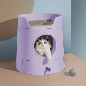 MAYITWILL CAT CASTLE SEMI CLOSED LITTER BOX - LILAC PURPLE product image 1