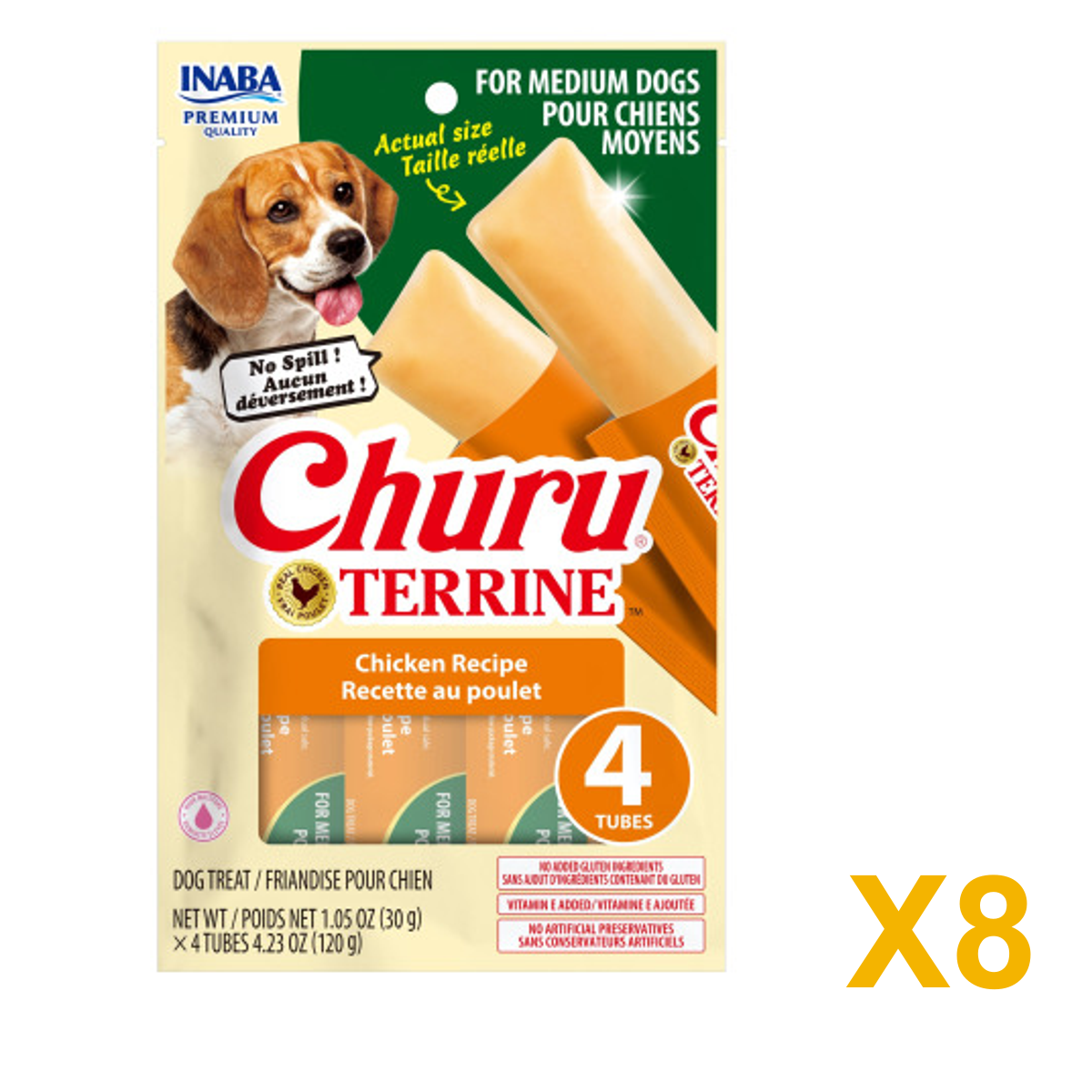 INABA INABA Churu TERRINE MEDIUM DOG (Chicken) 8 Pack (8 × 120 g) X8 quantity-marked product image