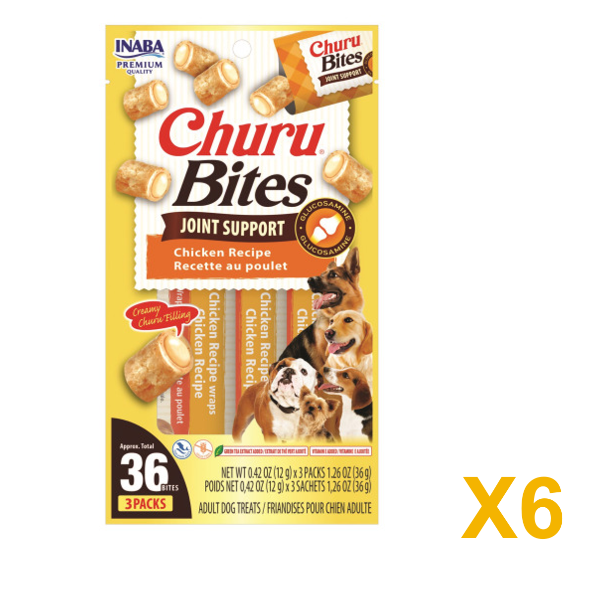 INABA INABA DOG Churu BITES JOINT SUPPORT (Chicken) 6 Pack (6 × 36 g) X6 quantity-marked product image