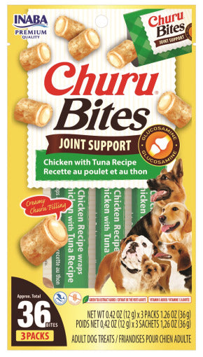 INABA INABA DOG Churu BITES JOINT SUPPORT (Chicken & Tuna) 1 Pack (36 g) current Canpet package