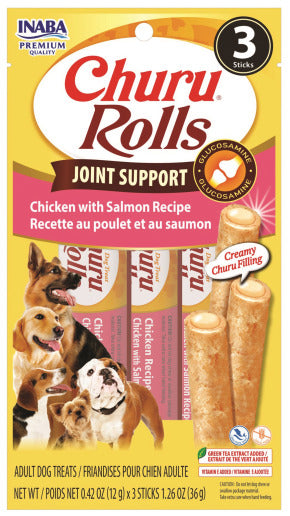 INABA INABA DOG Churu ROLLS JOINT SUPPORT (Chicken & Salmon) 1 Pack (36 g) current Canpet package