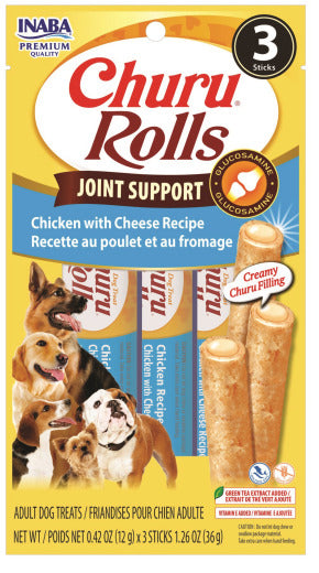 INABA INABA DOG Churu ROLLS JOINT SUPPORT (Chicken & Cheese) 1 Pack (36 g) current Canpet package