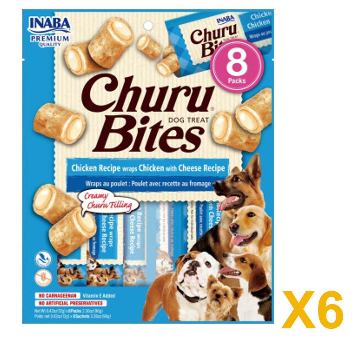 INABA INABA DOG Churu BITES (Chicken with Cheese) 6 Pack (6 × 96 g) X6 quantity-marked product image
