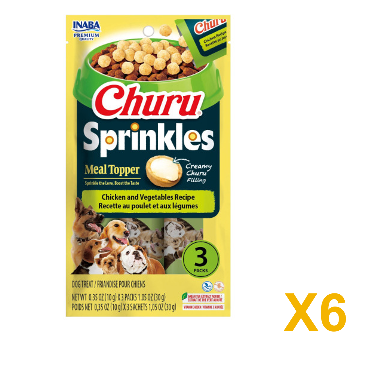 INABA INABA DOG Churu SPRINKLES (Chicken & Vegetables) 6 Pack (6 × 30 g) X6 quantity-marked product image