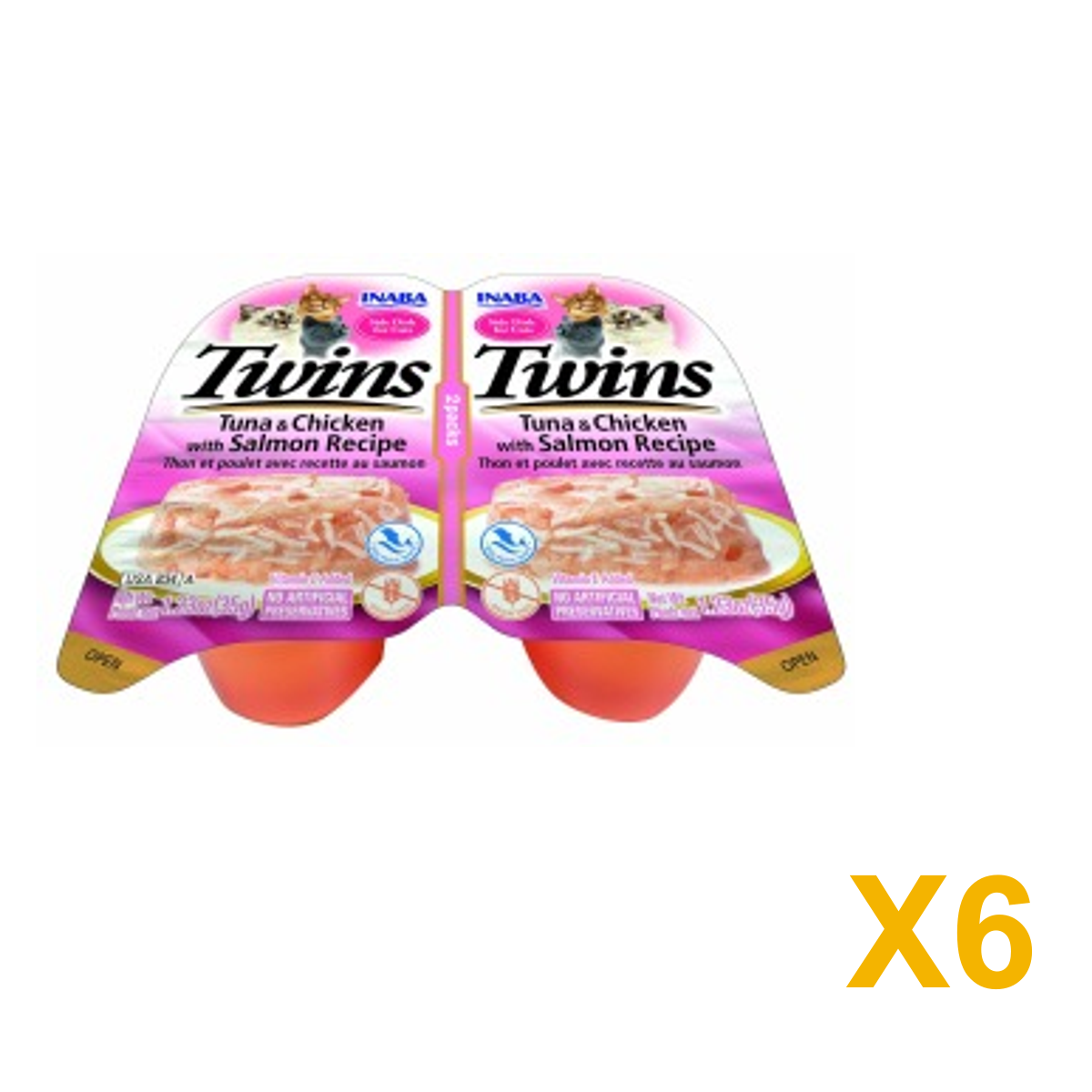 INABA INABA CAT Twin CUPS (Tuna & Chicken with Salmon) 6 Pack (6 × 70 g) X6 quantity-marked product image