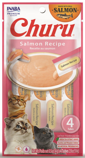 INABA INABA CAT Churu PUREES (Salmon) 1 Pack (4 Tubes) current Canpet package
