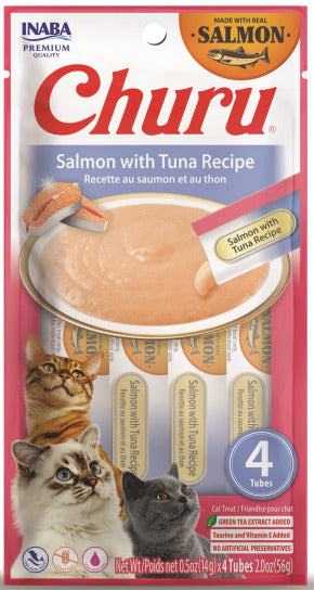INABA INABA CAT Churu PUREES (Salmon with Tuna) 1 Pack (4 Tubes) current Canpet package