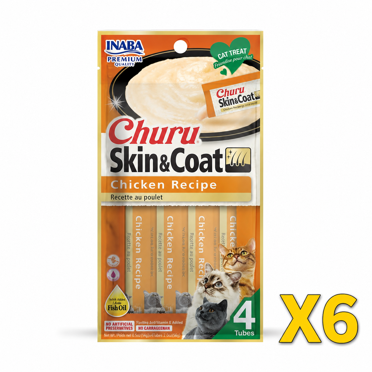 INABA Inaba CAT Churu SKIN & COAT (Chicken) 6 Pack (24 Tubes) X6 quantity-marked product image