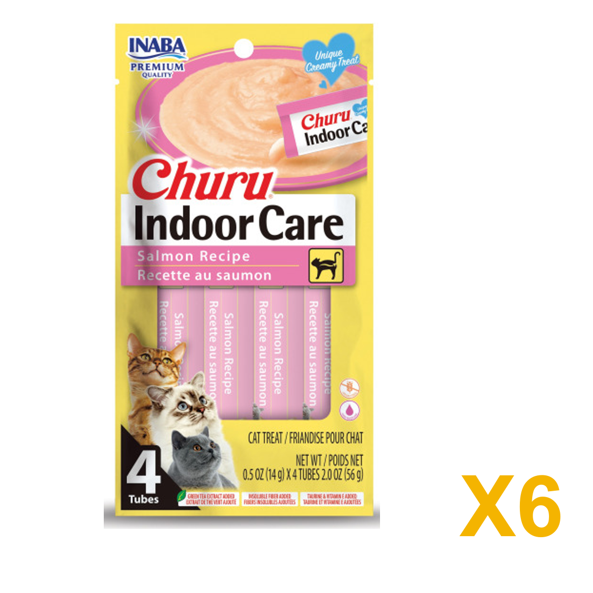 INABA INABA CAT Churu INDOOR CARE (Salmon) 6 Pack (24 Tubes) X6 quantity-marked product image