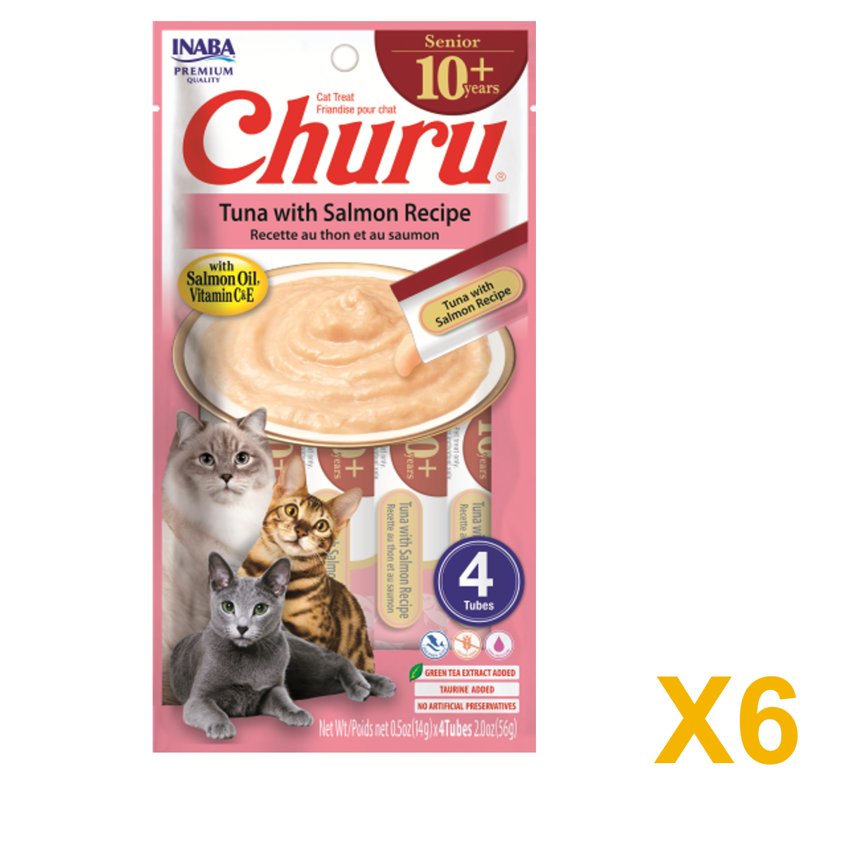 INABA INABA Cat SENIOR 10+ CHURU (Tuna with Salmon) 6 Pack (6 × 56 g) X6 quantity-marked product image