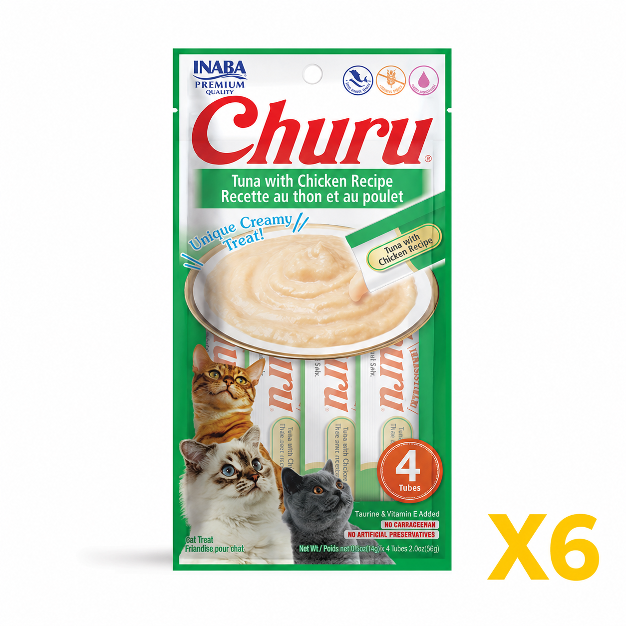 INABA Inaba CAT Churu PUREES (Tuna with Chicken) 6 Pack (24 Tubes) X6 quantity-marked product image