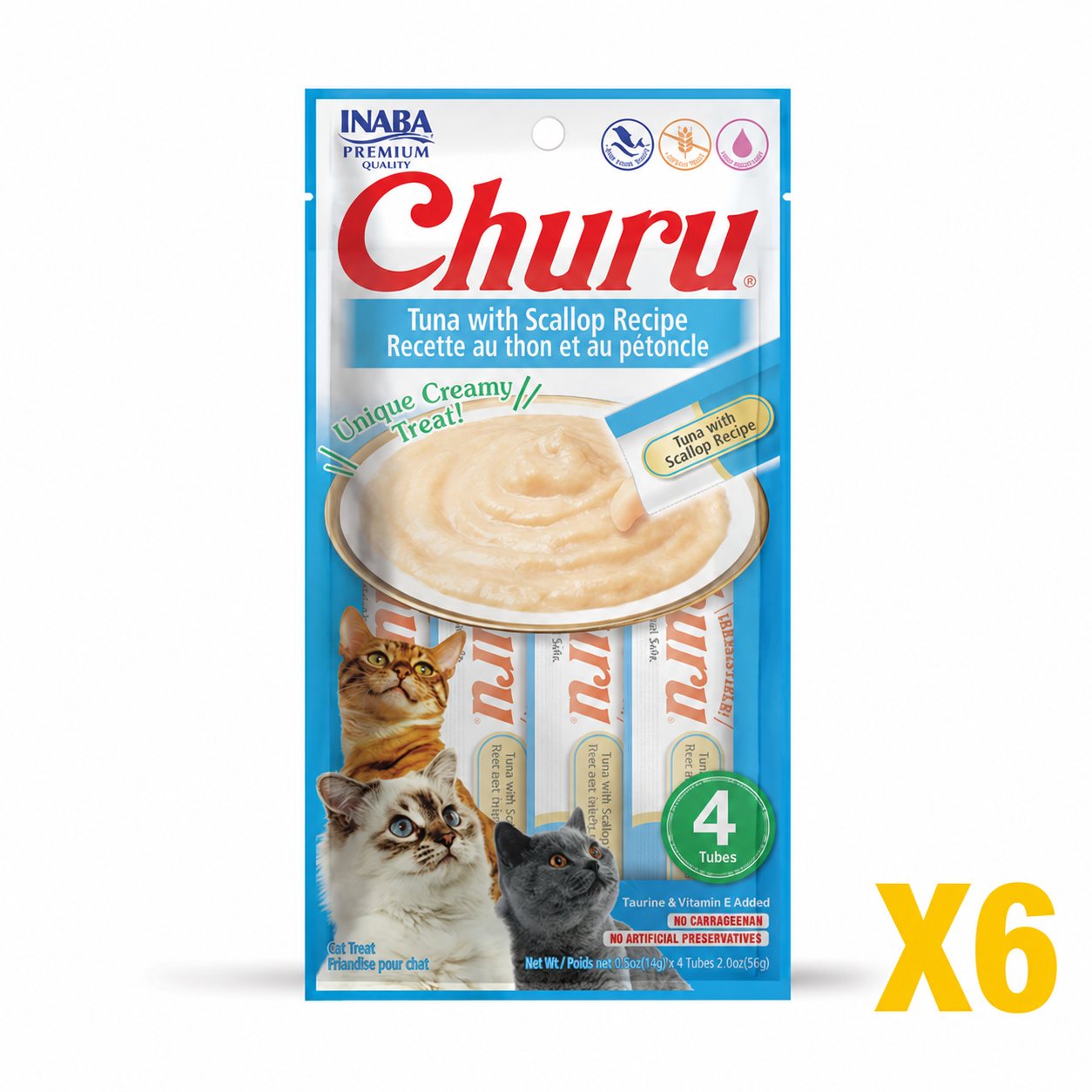 INABA Inaba CAT Churu PUREES (Tuna with Scallop) 6 Pack (24 Tubes) X6 quantity-marked product image