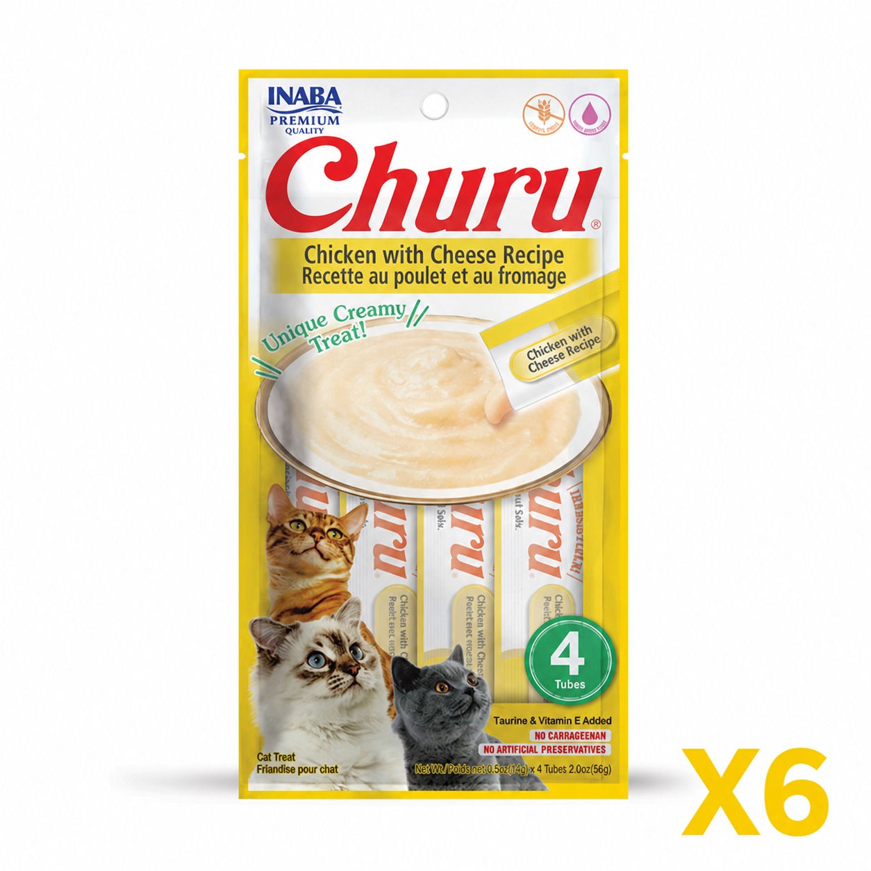 INABA Inaba CAT Churu PUREES (Chicken with Cheese) 6 Pack (24 Tubes) X6 quantity-marked product image