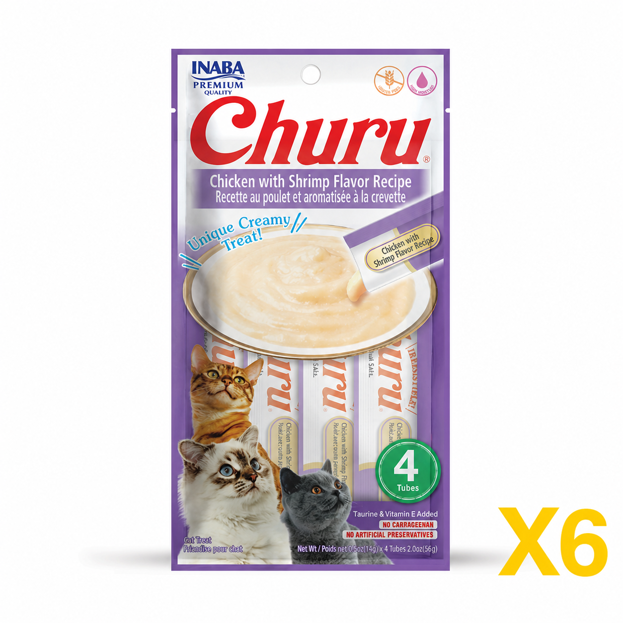 INABA Inaba CAT Churu PUREES (Chicken with Shrimp) 6 Pack (24 Tubes) X6 quantity-marked product image