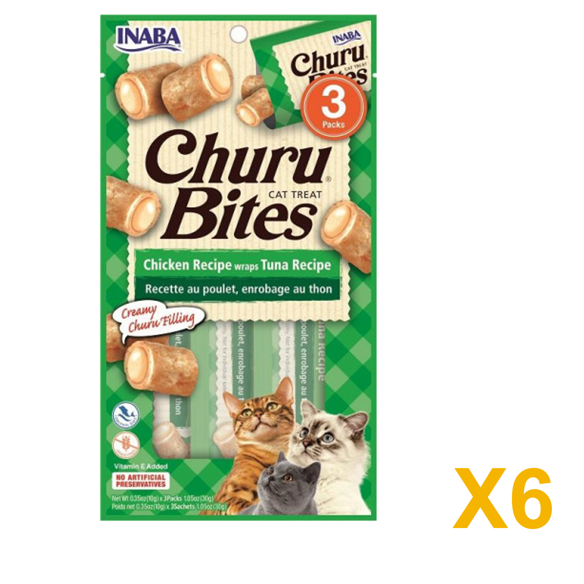 INABA INABA CAT Churu BITES (Tuna) 6 Pack (6 × 30 g) X6 quantity-marked product image