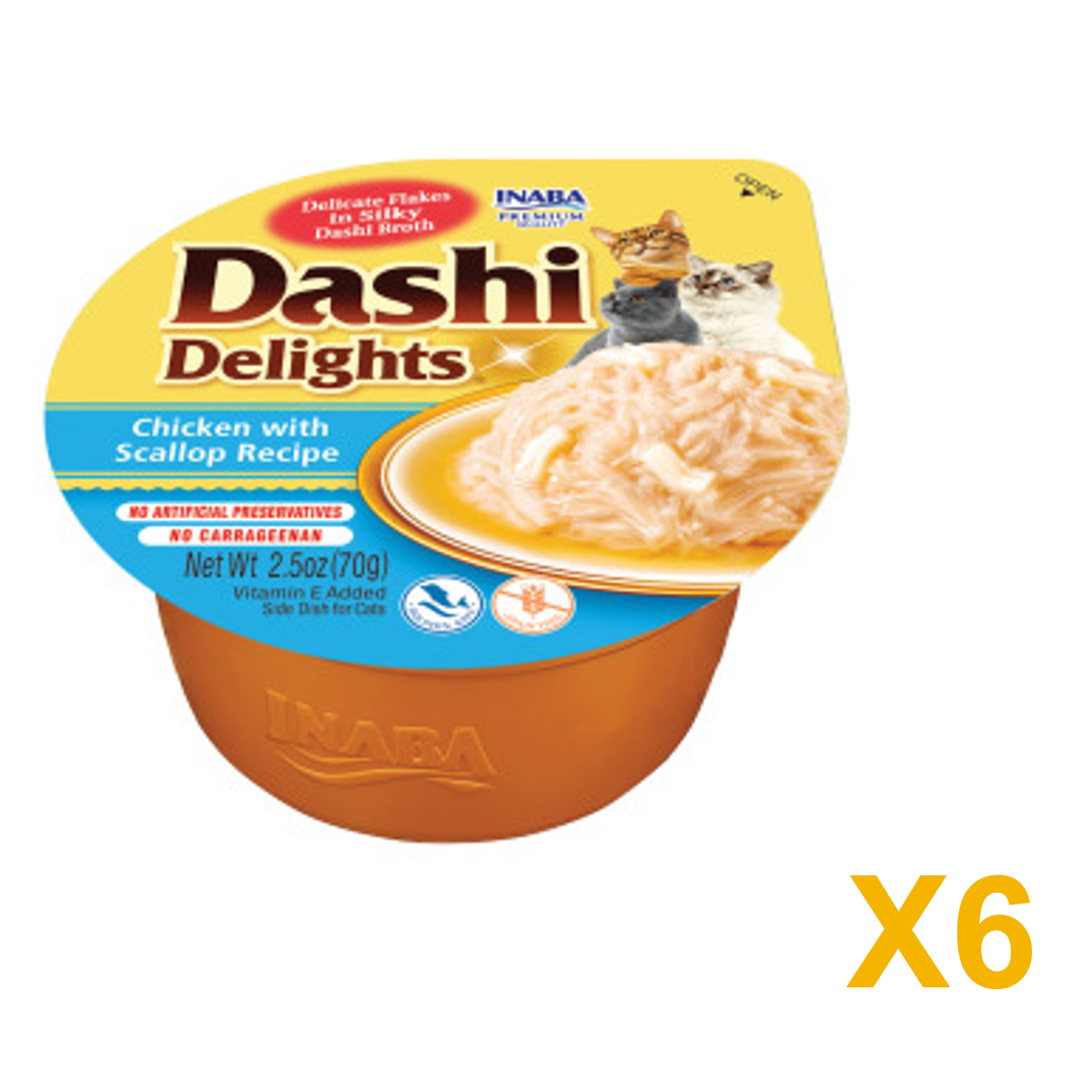 INABA INABA CAT DASHI DELIGHTS (Chicken with Scallop) 6 Pack (6 × 70 g) X6 quantity-marked product image