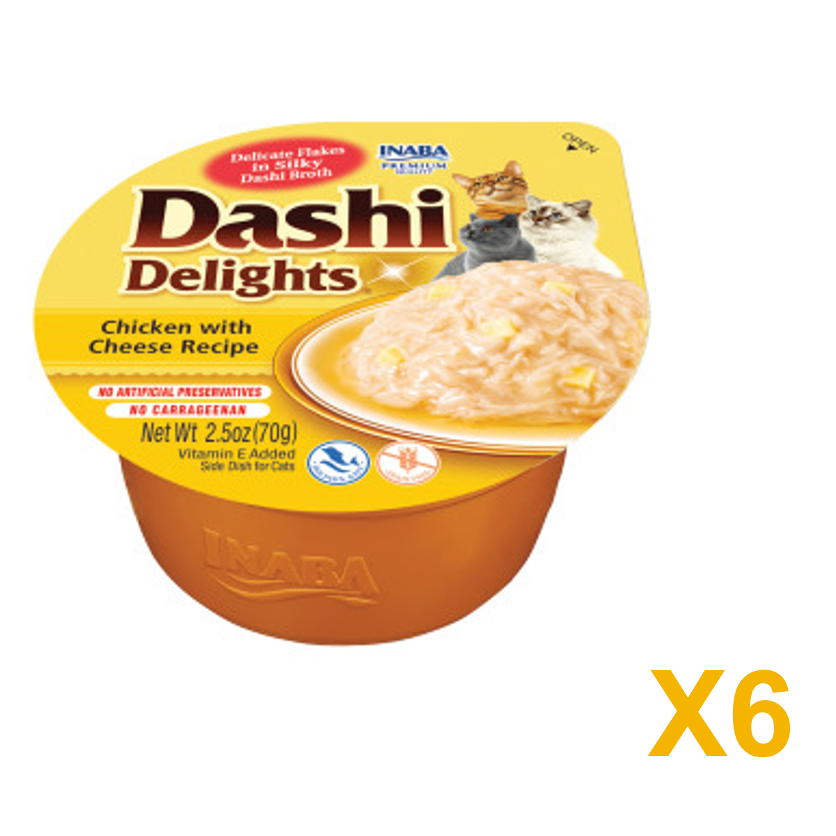 INABA INABA CAT DASHI DELIGHTS (Chicken with Cheese) 6 Pack (6 × 70 g) X6 quantity-marked product image