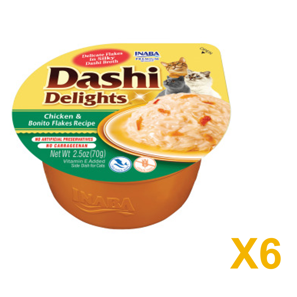 INABA INABA CAT DASHI DELIGHTS (Chicken & Bonito Flakes) 6 Pack (6 × 70 g) X6 quantity-marked product image