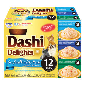 INABA INABA CAT DASHI DELIGHTS 12 PACK (Seafood Variety) 1 Pack (840 g) current Canpet package