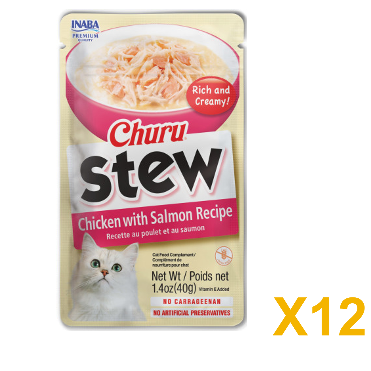 INABA INABA CAT Churu STEW (Chicken with Salmon) 12 Pack (12 × 40 g) X12 quantity-marked product image