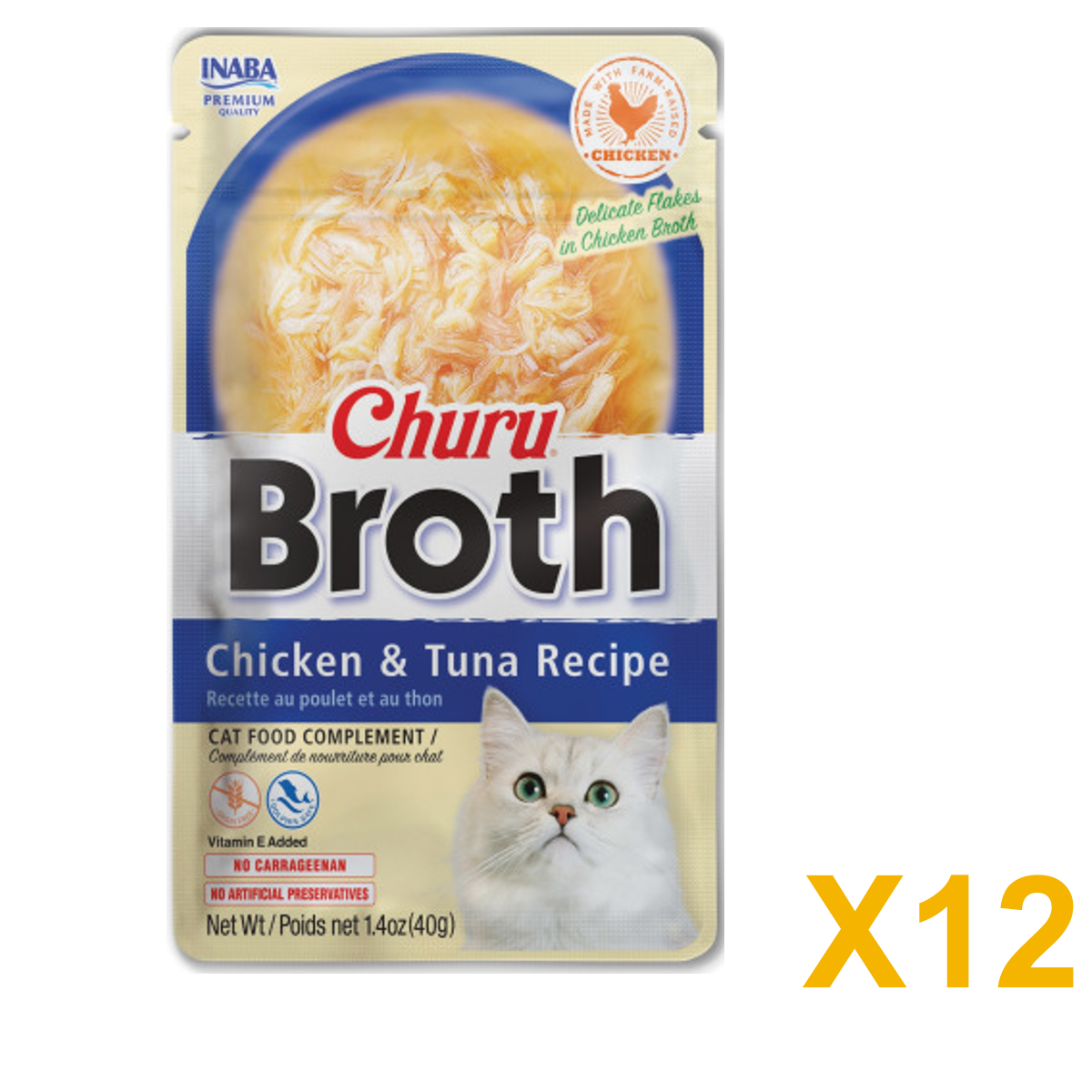 INABA INABA CAT Churu BROTH (Chicken & Tuna) 12 Pack (12 × 40 g) X12 quantity-marked product image