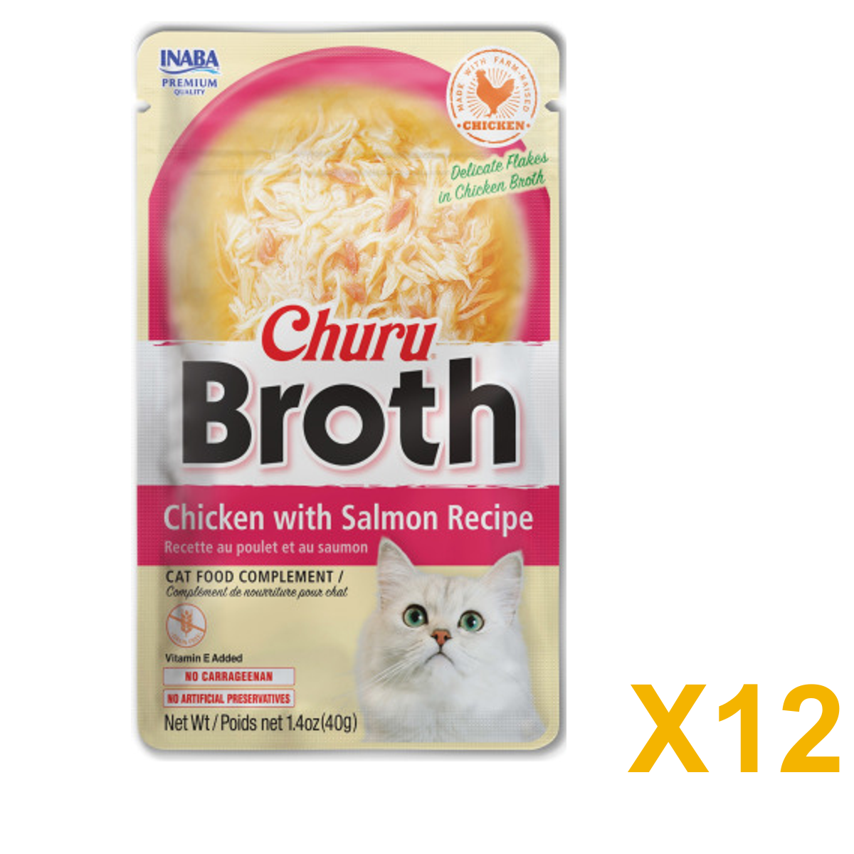 INABA INABA CAT Churu BROTH (Chicken with Salmon) 12 Pack (12 × 40 g) X12 quantity-marked product image