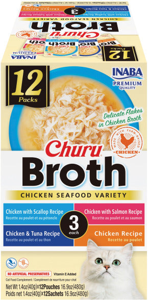 INABA INABA CAT Churu Broth 12 PACK (Chicken Seafood) 1 Pack (480 g) current Canpet package